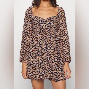 Abercrombie & Fitch Long-sleeve Babydoll Mini Dress, Size L Tall